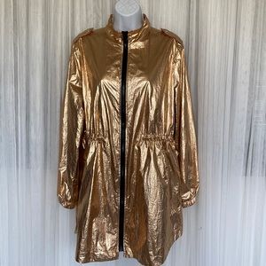 Sweet Rain brand! Metallic Gold/hint of rose Raincoat Size L